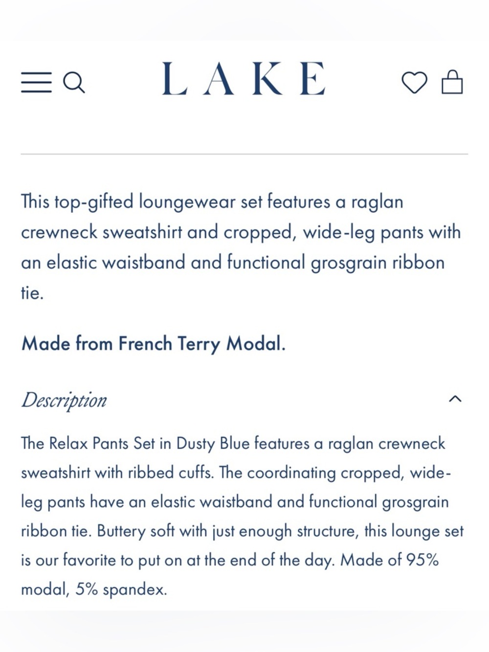 NWOT LAKE Relax Lounge Pants Set in Boxwood Green - Picture 9 of 10